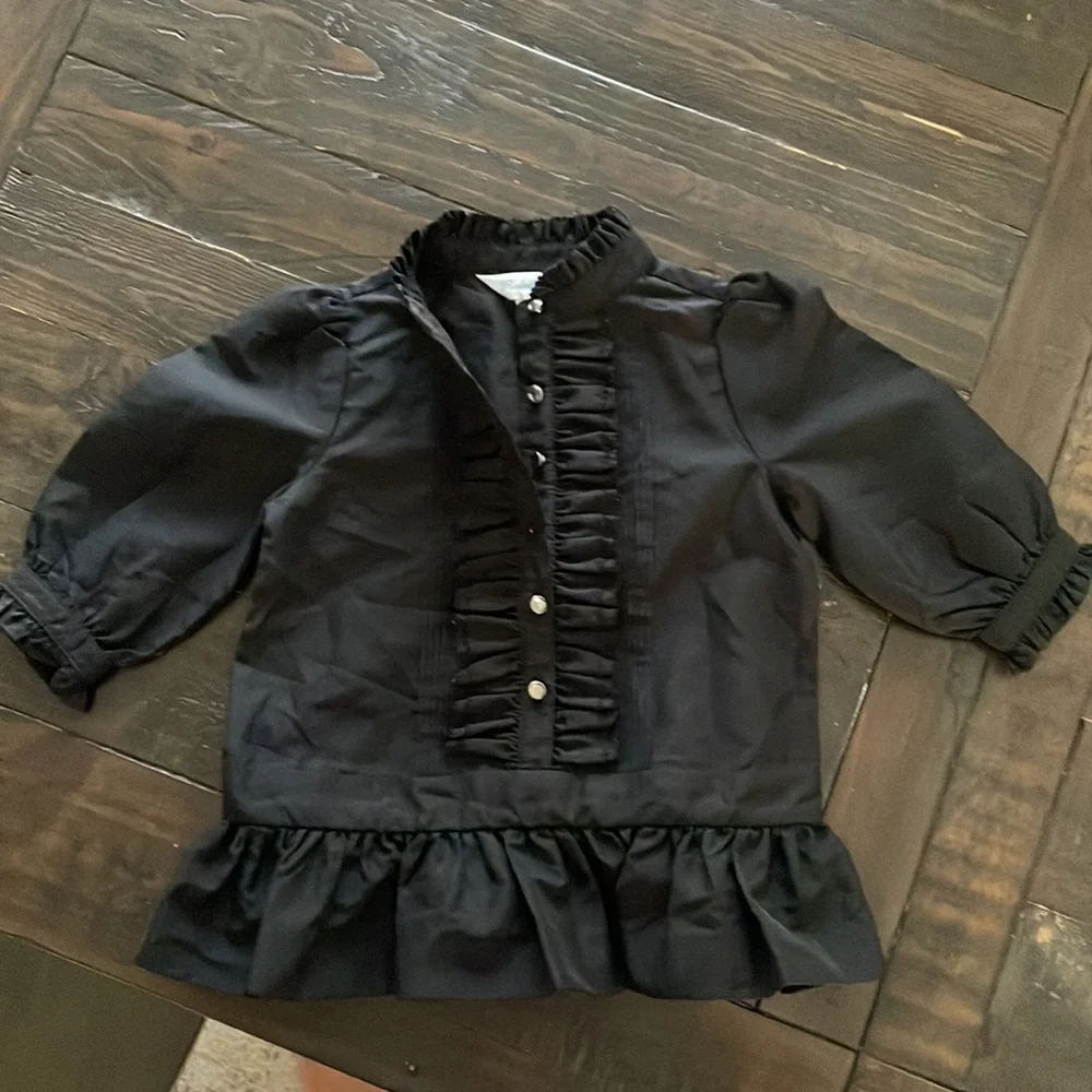 Ralph Lauren black top 6 m jewel button blouse